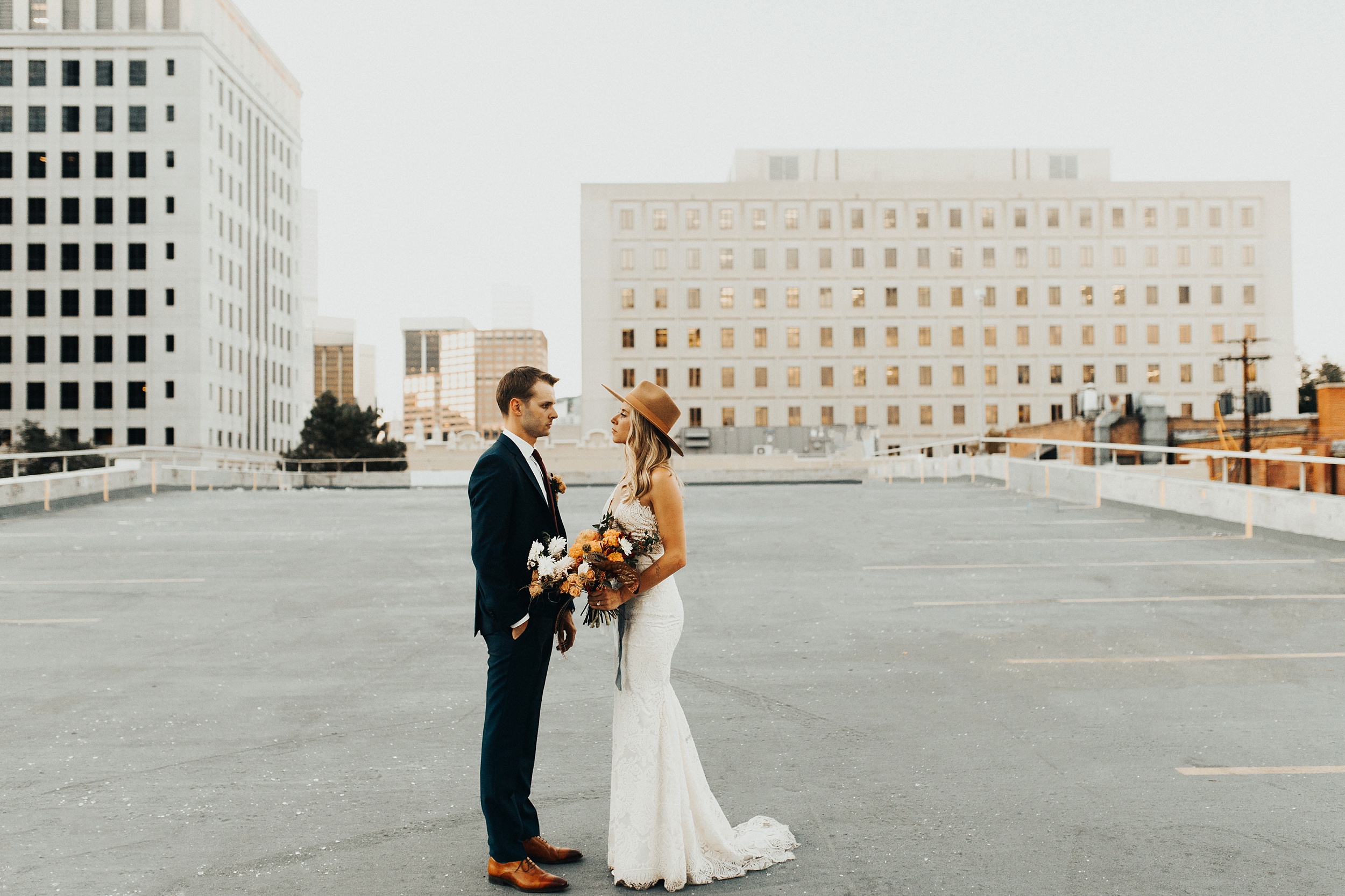 Bride and groom's rooftop elopement in downtown denver!